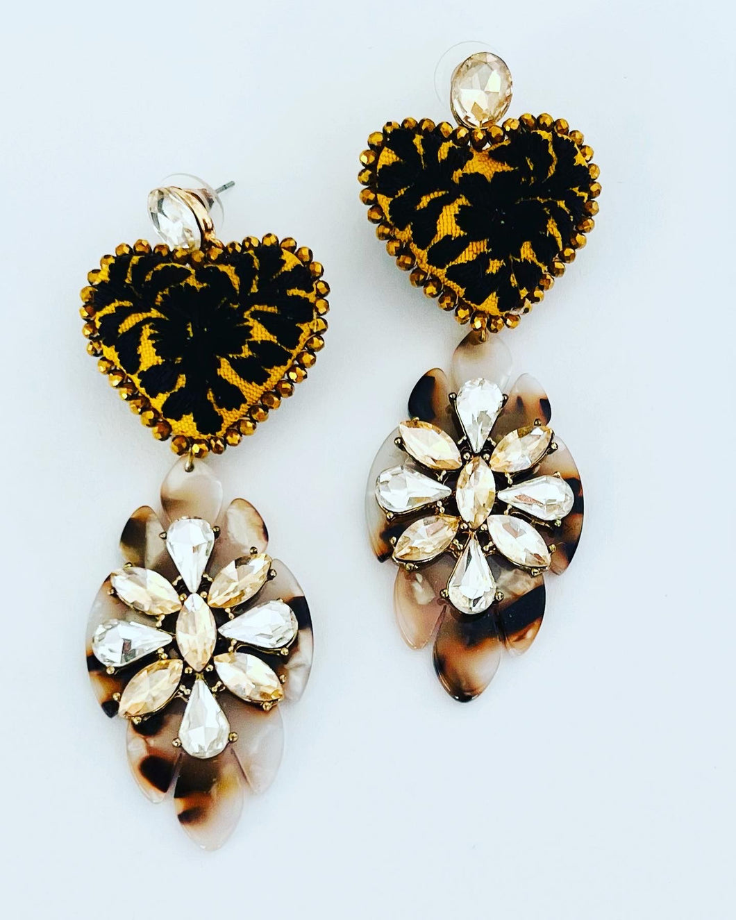 Earring Black with Golden crystals