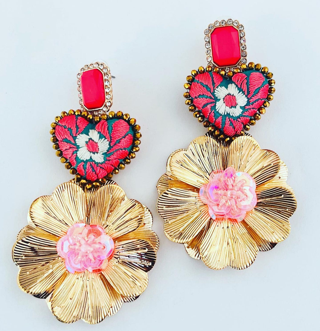 Earring Pink with Gold